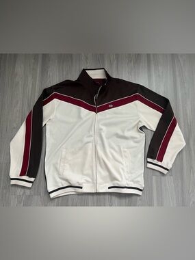 Ecko Unltd Track Jacket XL White Burgundy Black Full Zip Y2K Streetwear